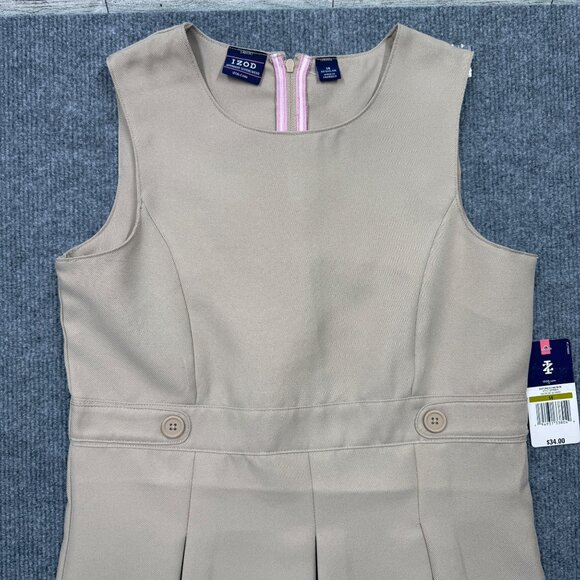 IZOD Approved Schoolwear Sleeveless Jumper Dress Uniform Girls 14 Khaki NEW - Picture 2 of 11